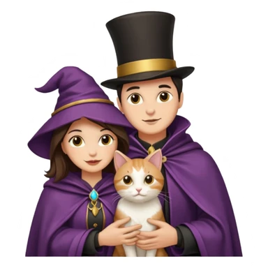 magician couple and their pet cat sticker