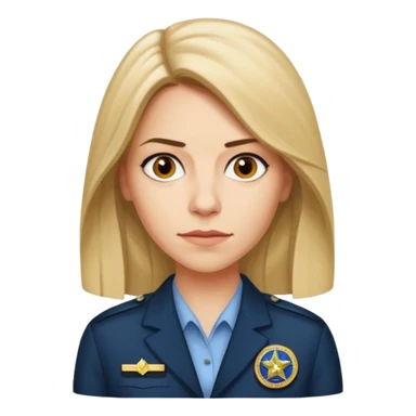 A CIA officer, looking like Carrie Mathison from the "Homeland" TV series, longer hair and CIA-like badge sticker