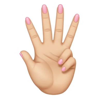 peace sign emoji but with the middle and ring fingers up instead of the index and middle finger. Keep the pinky, index, and thumb down. So the order should be pinky (down) ring finger (up) middle finger (up) index finger (down) thumb (down and on top of the index finger holding it down) sticker