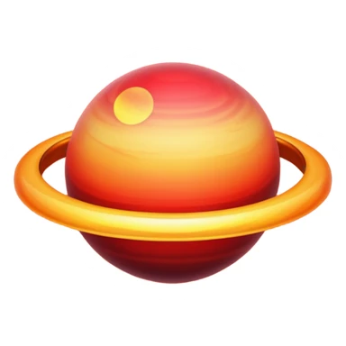 gradient planet planet with ring, glowing, red sticker