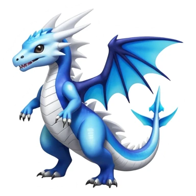 Black and white colorful gradient shiny glossy Fakémon-Digimon-Gabite-Sharpedo-Dragonite-Reshiram-Zekrom-creature-hybrid (full body) sticker