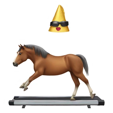 Horse on treadmill with party hat  sticker