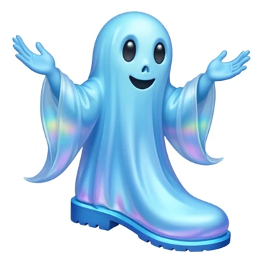A holographic ghost with two boots sticker