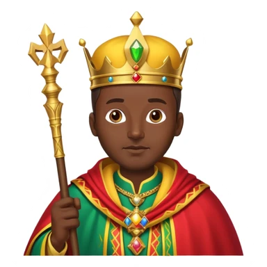 proud Ethiopian king dressed in colorful royal robes, holding a scepter sticker