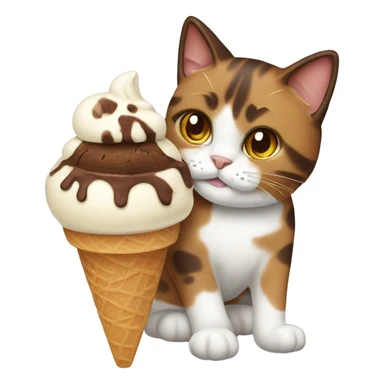 Icecream with brown calico cat sticker