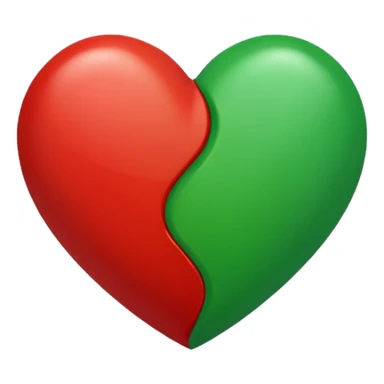 Half red half green Heart  sticker