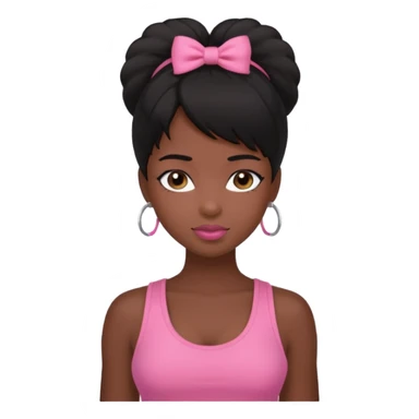 chica morena , corte de cabello negro y medio, con una blusa de tirantes simple, rosa y coquette sticker