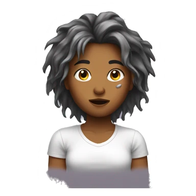 Girl sweating with messy hair  sticker