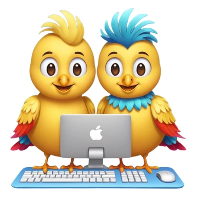 Create a Emoji in which birds are together coding sticker