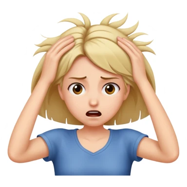 Girl pulling her hair out sticker