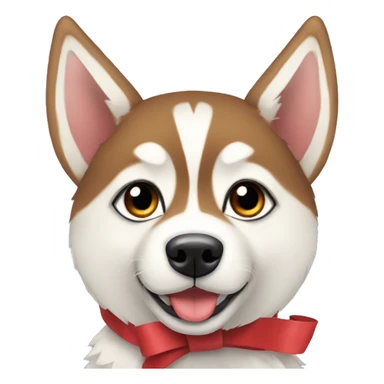 Red Siberian husky with bows sticker