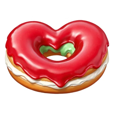 Realistic isolated heart shaped donut with red frosting. sticker