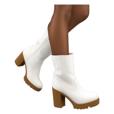 white knee high chunky heel boots sticker