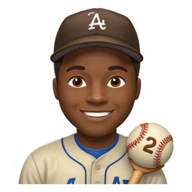 Jackie Robinson with dark brown hair sticker
