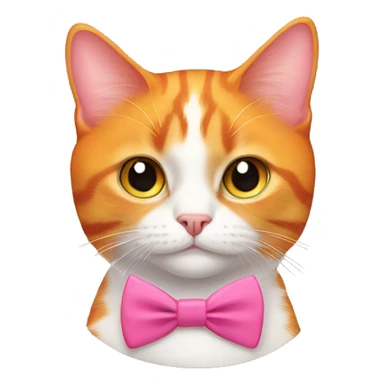 Orange cat wearing a pink bowtie sticker