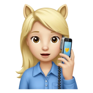 blonde pony talking with cellphone sticker