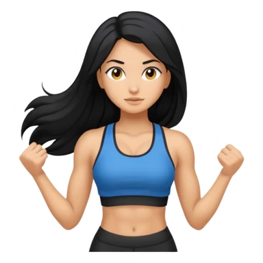Long black hair girl with gym aesthetic  sticker