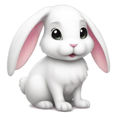 White rabbit with pink love thats cute sticker