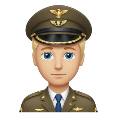 Handsome military pilot man with blonde hair and blue eyes sticker