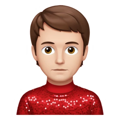Murray Cook from The Wiggles with brown hair, red sequin skivvy shirt, fair skin sticker
