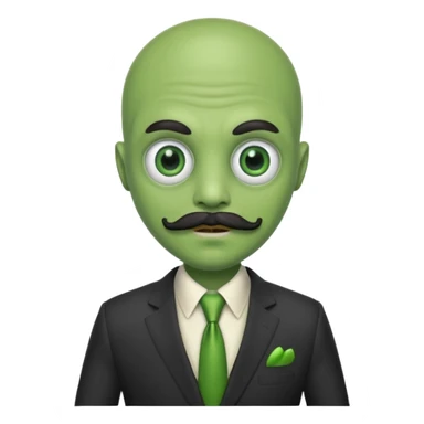 alien with mustache and body sticker