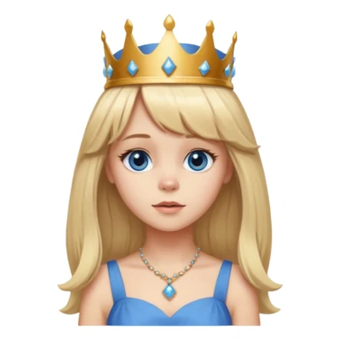 simple Blonde girl bust with bangs, long straight seductive hair and blue eyes, and a simple crown. giving cockerspaniel energy sticker