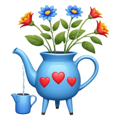 i want a watering jug with legs watering 3 plans in increasing height with hearts in the flowers sticker
