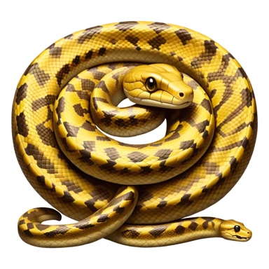 cinematic-python-realistic-full-body-coiled-emoji,-thick-scaled-body-looped-tightly,-intricate-brown-and-gold-patterned-scales-reflecting-light,-head-tilted-dramatically,-slitted-eyes-staring-calmly,-simplified-yet-realistic-focused-feature sticker