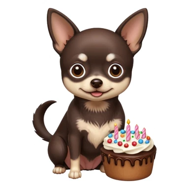 Black chihuahua with a piece of cake sticker