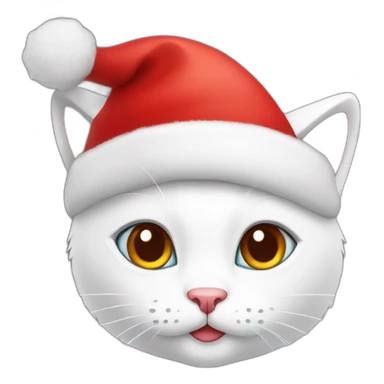 christmas white kitty in red hat sticker
