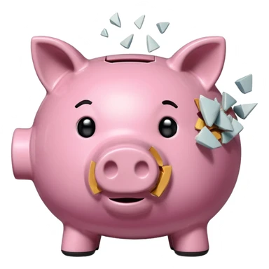 a piggy bank broken in half sticker