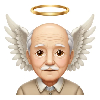 elderly grandfather with angel wings and halo sticker