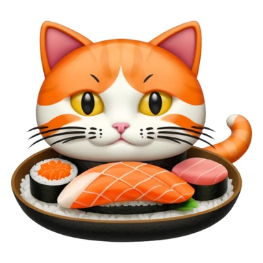A cat made of sushi sticker