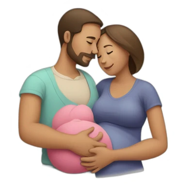 Man hugging pregnant woman sticker