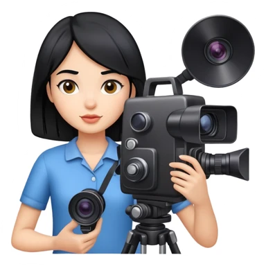 black hair Girl with video camera  sticker