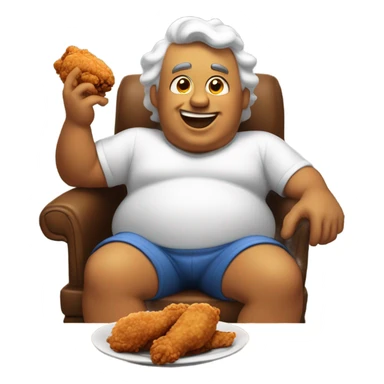 Fat man eating fried chicken sticker