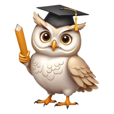 happy white Owl with graduation hat and diploma in claws sticker