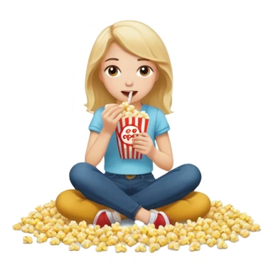 White Girl eating popcorn on the floor sticker