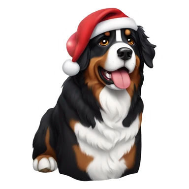 Bernese mountain dog wearing Santa hat  sticker