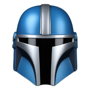 blue silver mandalorian helmet with black eye guard sticker