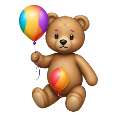 Teddy bear with colourful balloon in hand sticker