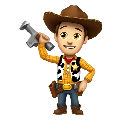 sheriff woody wearing a tool belt holding a hammer  sticker