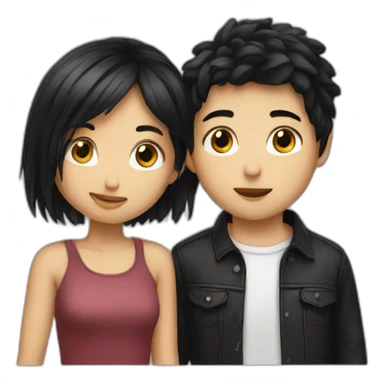 Boy blonde hair kissing girl black hair sticker