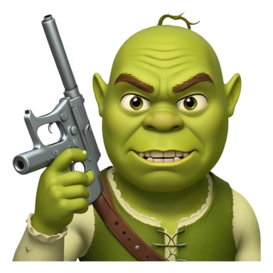 shrek with a gun sticker