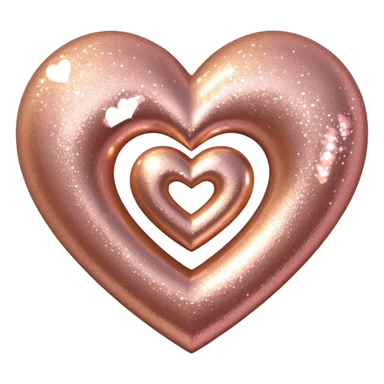 Edit the glittery gold color heart to a glittery rose gold color heart with a subtle gradient and no border. Keep the background transparent. Maintain the glittery texture and subtle gradient effect in rose gold tones sticker