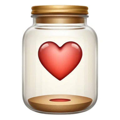 Small glass jar with a heart inside, minimalist style, muted warm tones, symbolizing gratitude practice. sticker