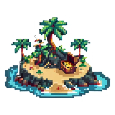 deserted island with treasure sticker