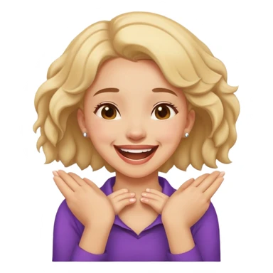 girl holding her neck with hands and laughing  sticker