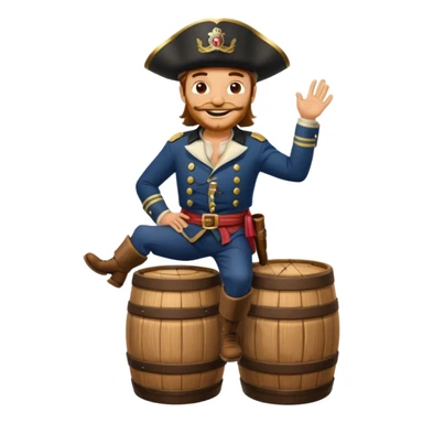 Captain Morgan with his foot up on a barrel sticker