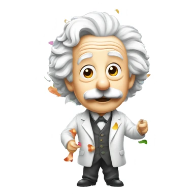 happy albert einstein shooting colorful confetti popper sticker